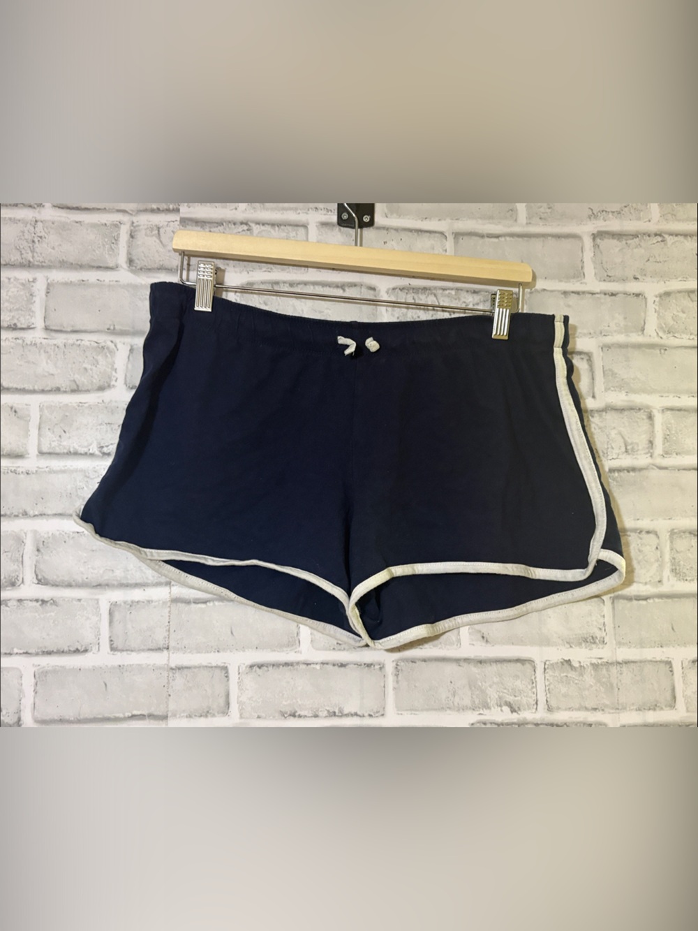 4/$20 SWS Navy Athletic Shorts with Cream Trim and Drawstring Waist. XL